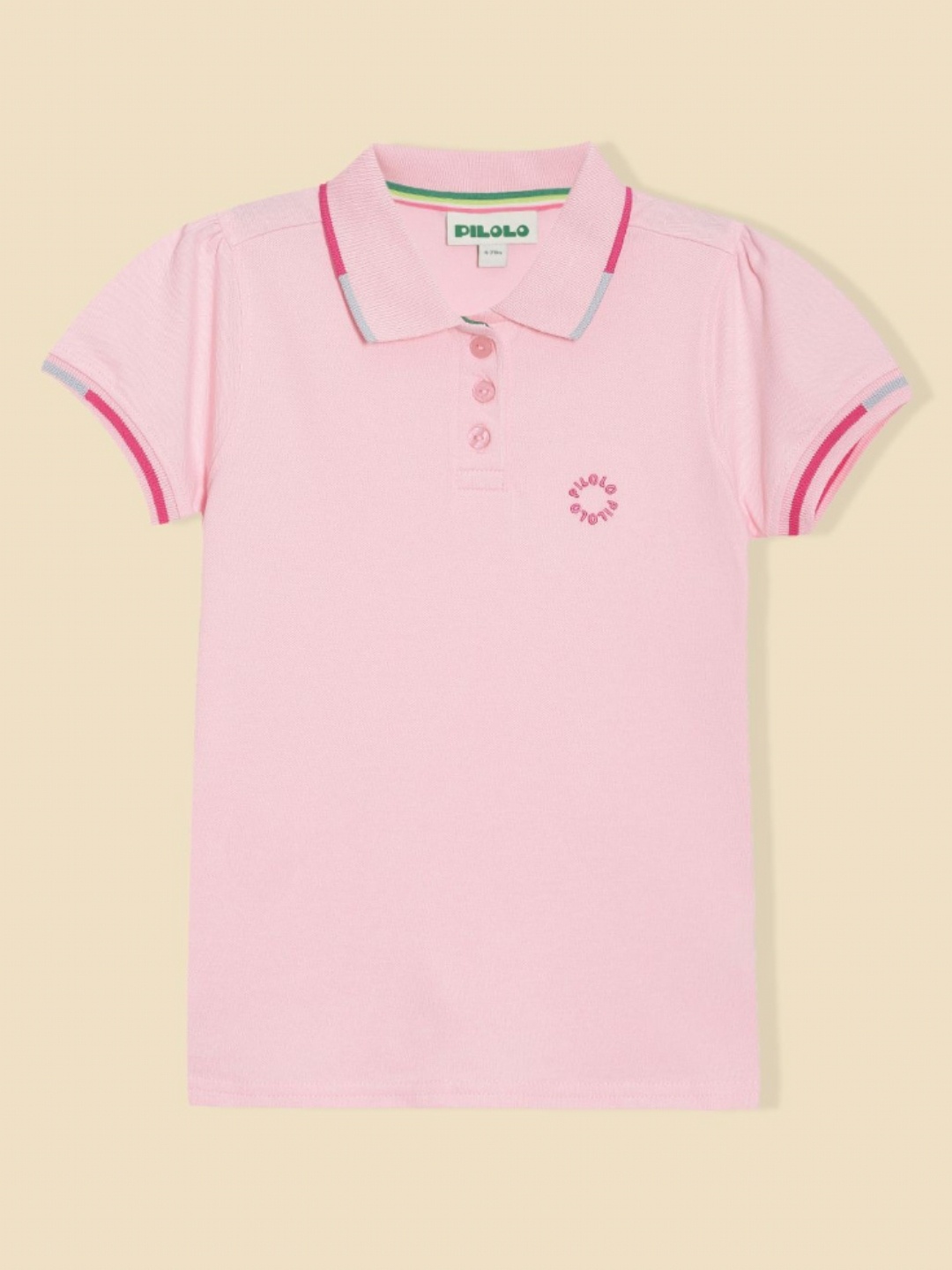 

PILOLO Girls Polo Collar Cap Sleeves T-shirt, Pink