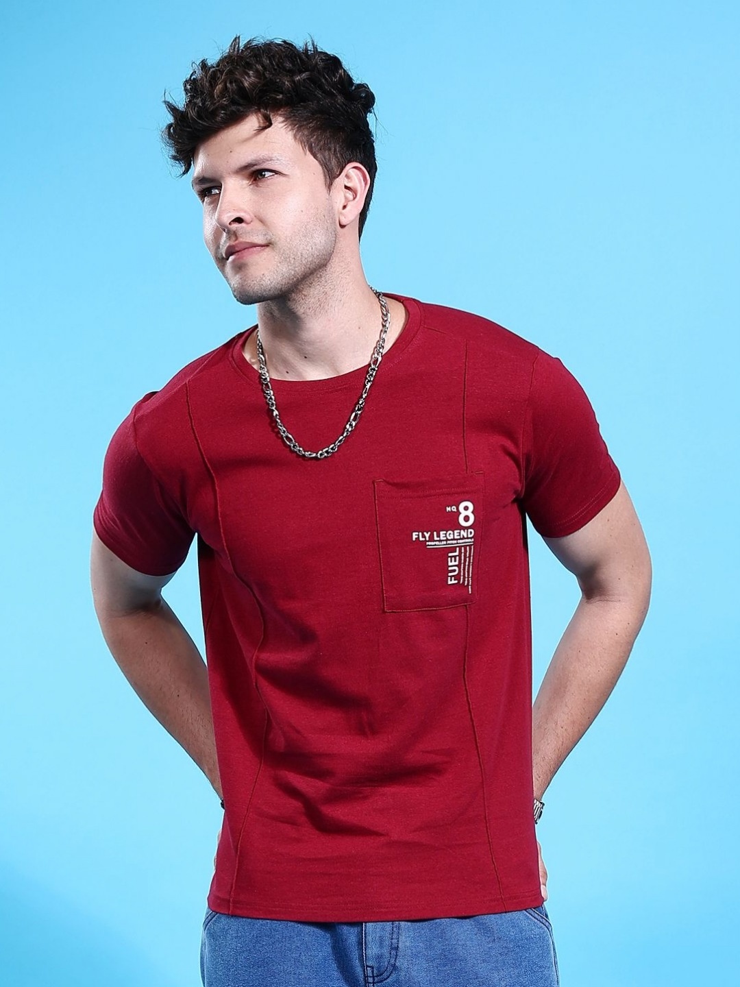 

The Indian Garage Co Men Printed Applique T-shirt, Red