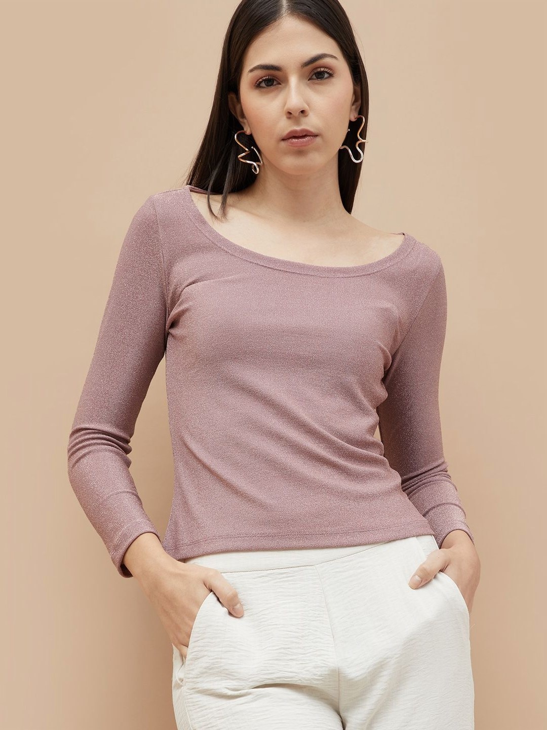 

CODE by Lifestyle Scoop Neck T-shirt, Mauve