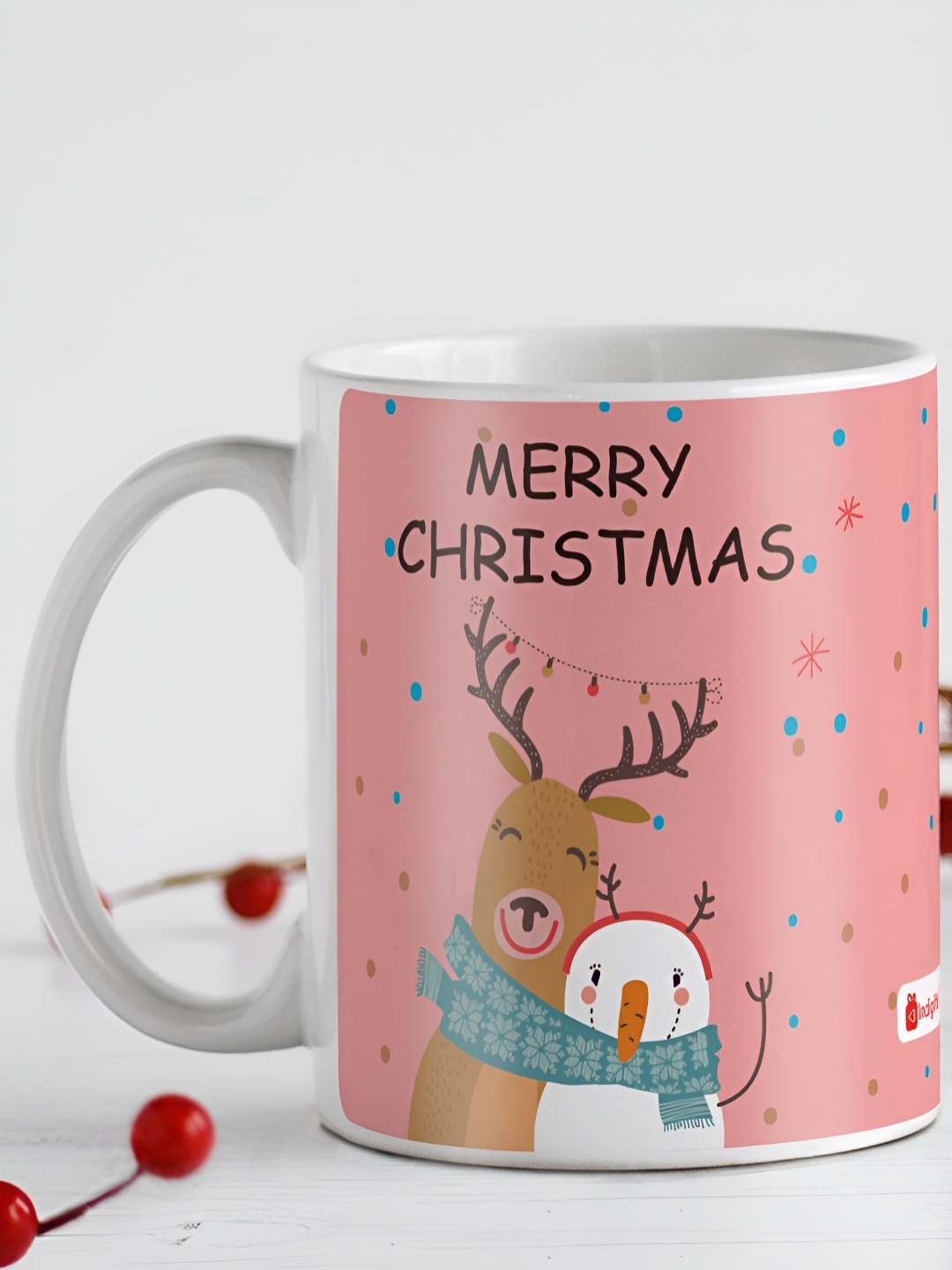 

Indigifts Pink & White Printed Ceramic Glossy Mug 330 ml