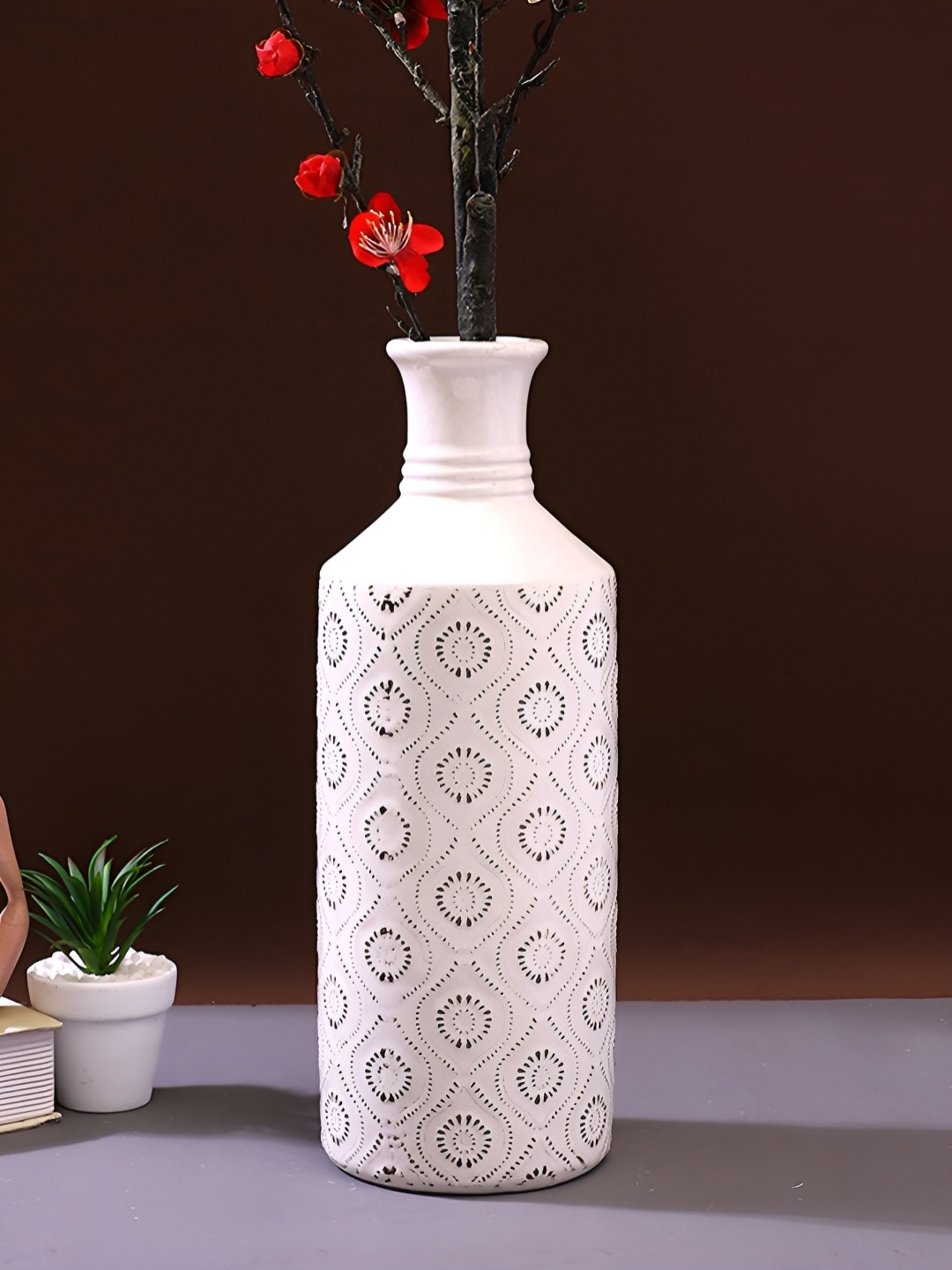 

TAYHAA White & Black Printed Ceramic Flower Vase