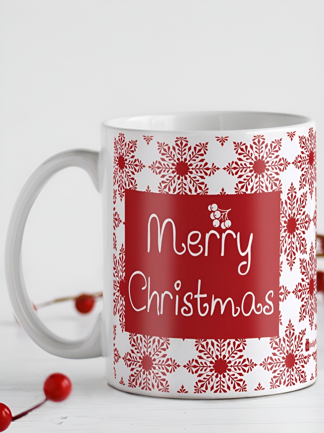 

Indigifts Red & White Printed Ceramic Glossy Mug 330 ml