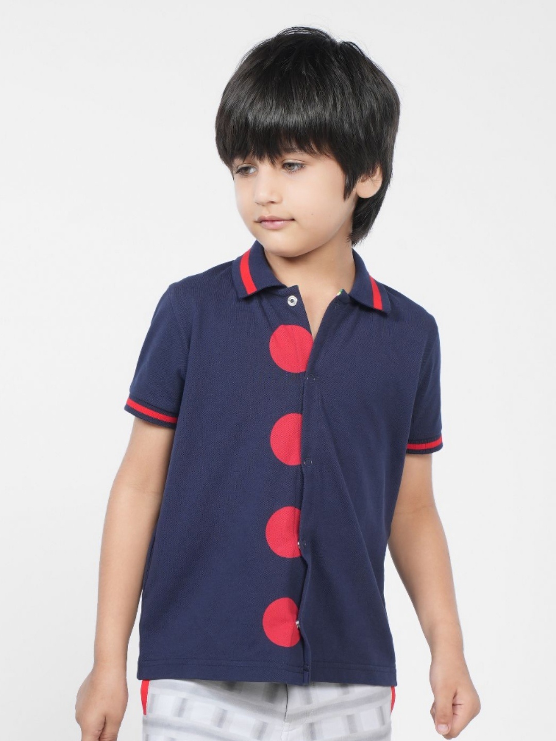 

PILOLO Boys Polo Collar T-shirt, Navy blue