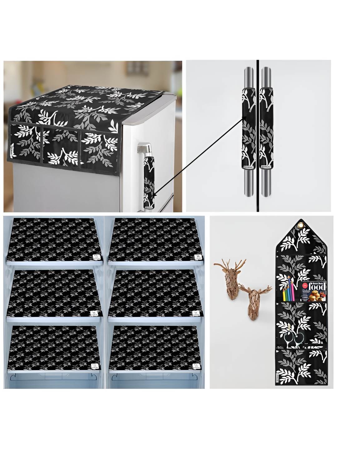 

E-Retailer Black & White 10 Pieces Floral Printed 3-Layered Appliance Cover Set