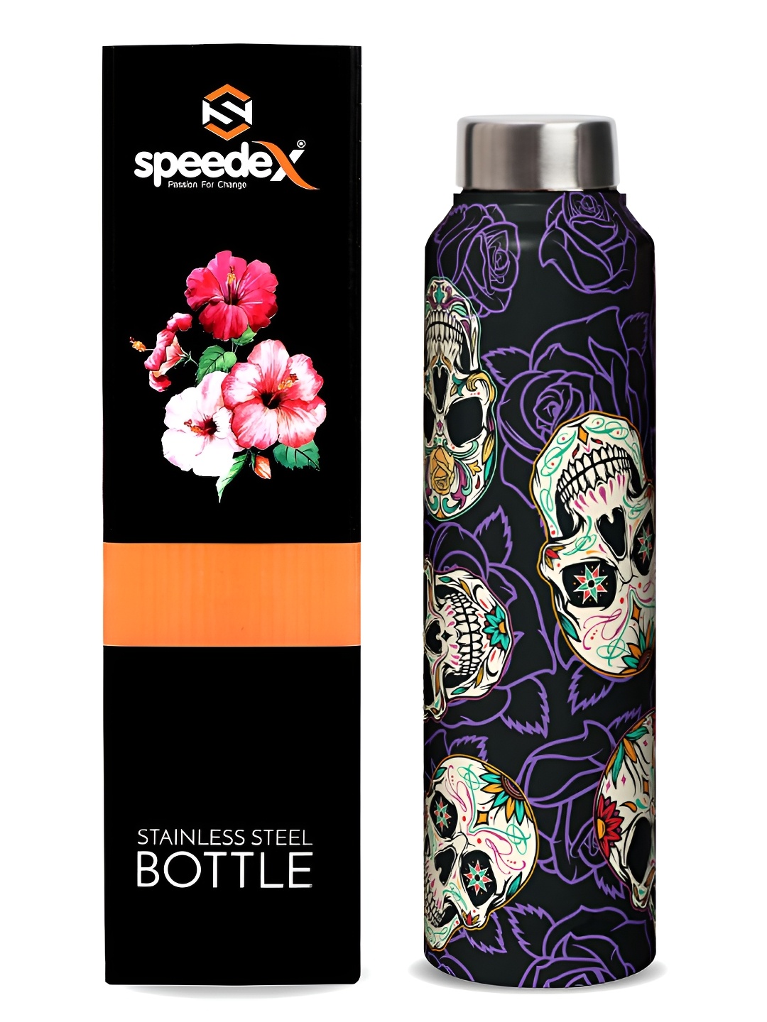 

Speedex Purple Single Stainless Steel Abstract Printed Single Wall Vacuum Water Bottle 1L, Black