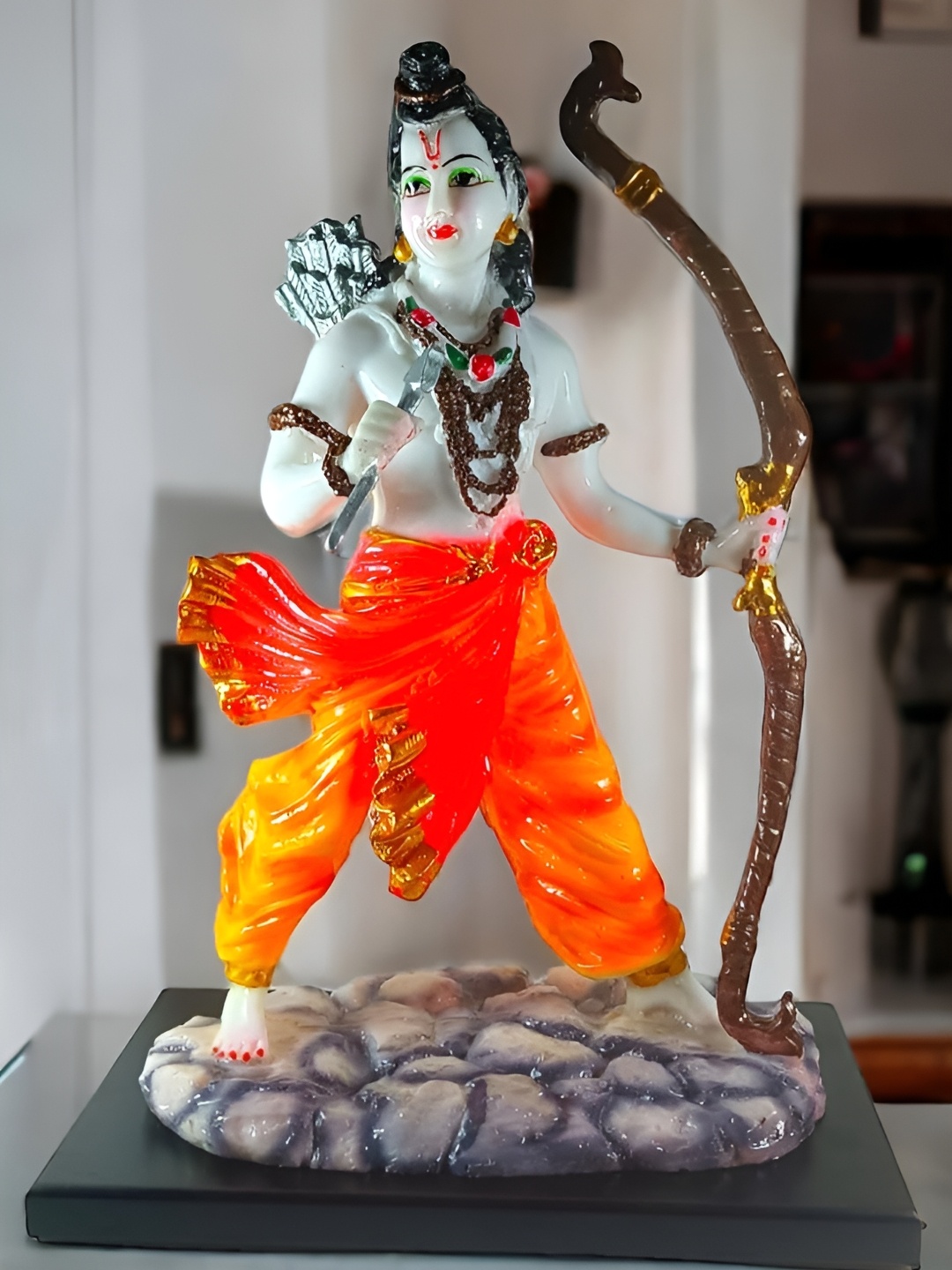 

NAYRA HANDICRAFTS White & Brown Lord Rama Idol Showpiece, Yellow
