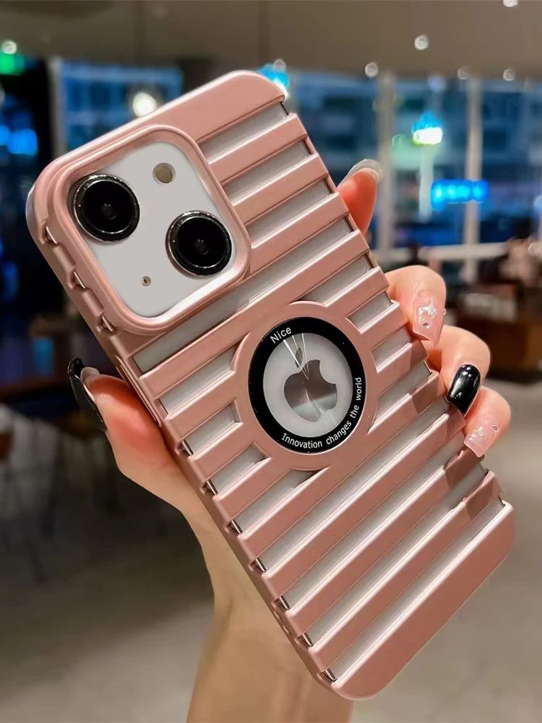 

Luxury Kase Solid Printed iPhone 13 Back Case Mobile Accessories, Rose gold