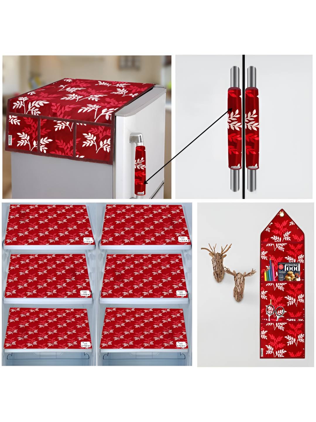 

E-Retailer Maroon & White 10 Pieces Floral Printed 3-Layered Appliance Cover Set