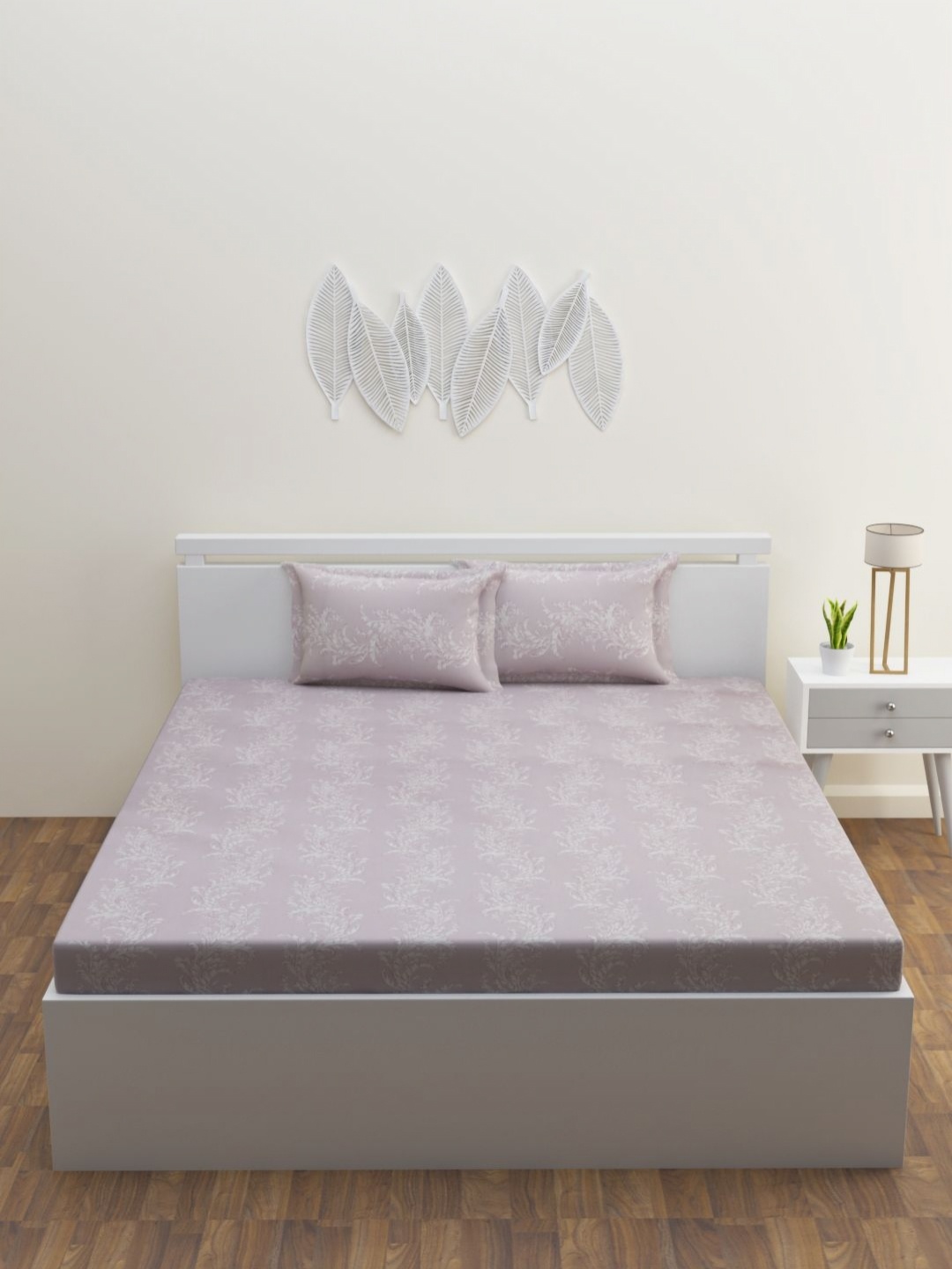 

HAPPY HUES Purple & White 180 TC King Bedsheet Set 2.74 m x 2.74 m