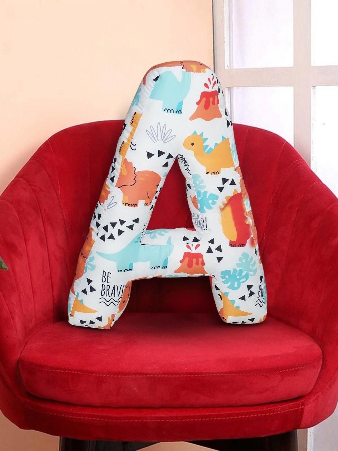 

OSCAR HOME Kids White & Blue Printed Cotton Lightweight A Shaped Baby Pillow