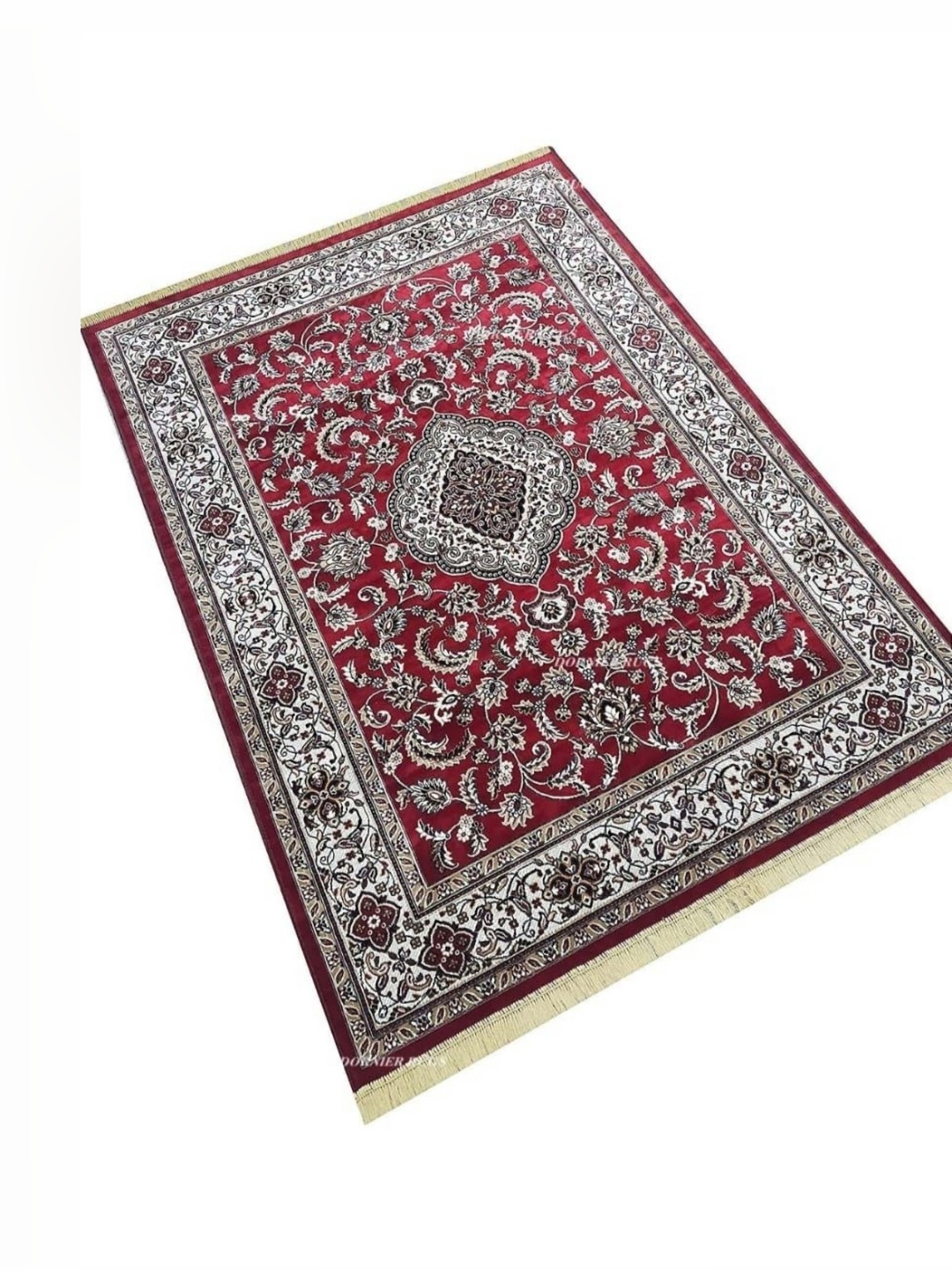 

Samjeeda Handloom carpets Red Geometric Anti-Skid Cotton Carpet