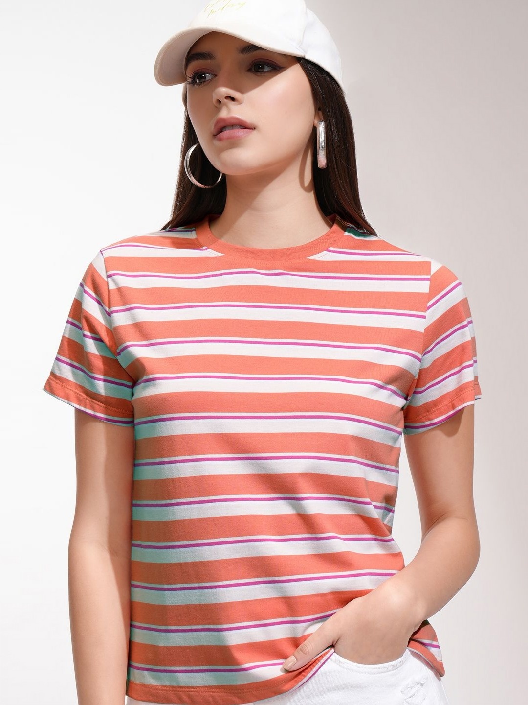 

Tokyo Talkies Striped T-shirt, Coral