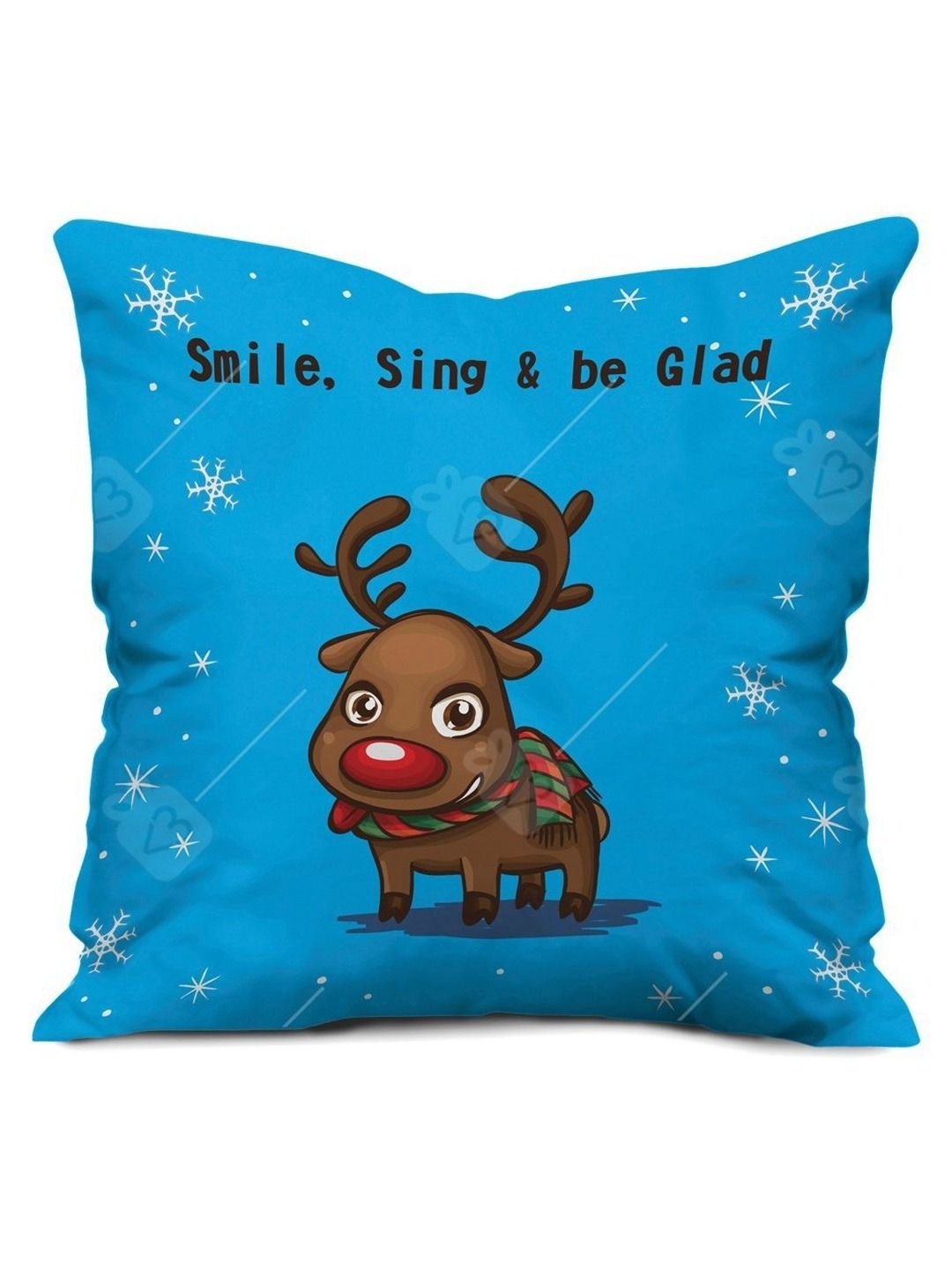 

Indigifts Blue and Brown Christmas Printed Pre-Filled Cushion