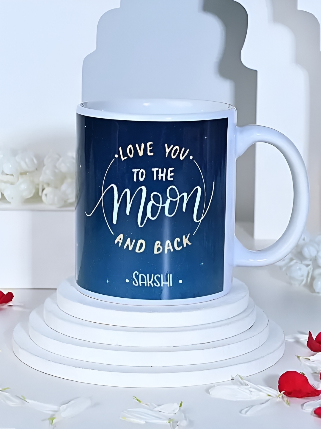 

fnp Blue & White Personalised Text Ceramic Glossy Mug -325 ml
