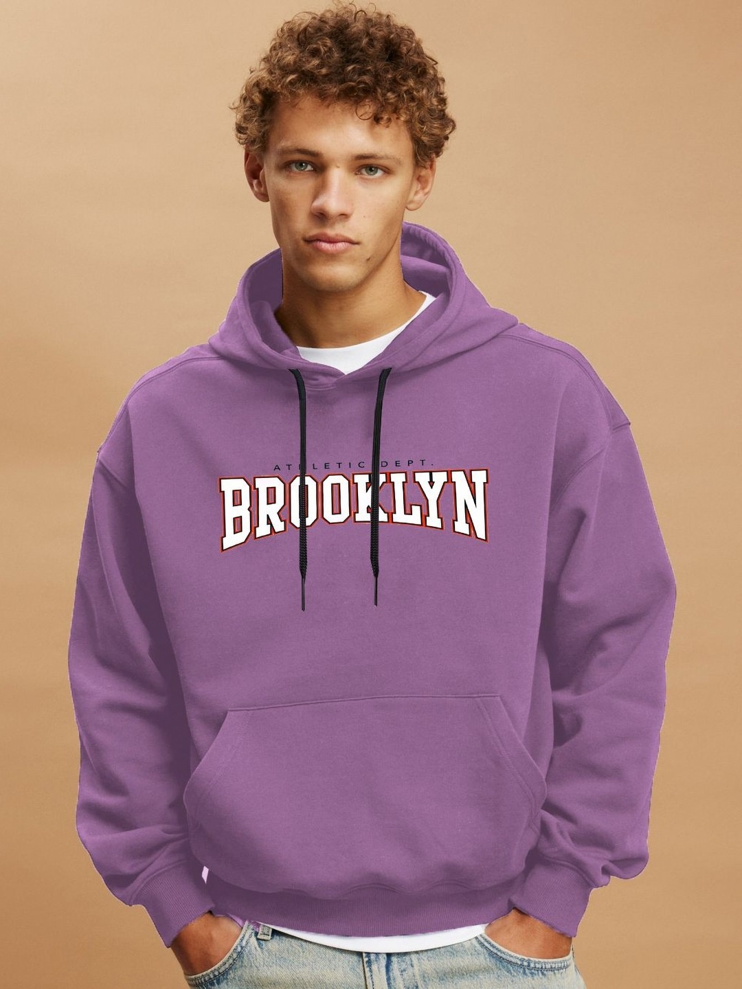 

Genzy Typography Printed Hooded Sweatshirt, Lavender