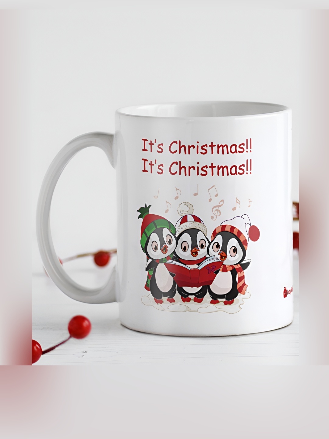 

Indigifts White & Red Printed Ceramic Glossy Mug 330 ml