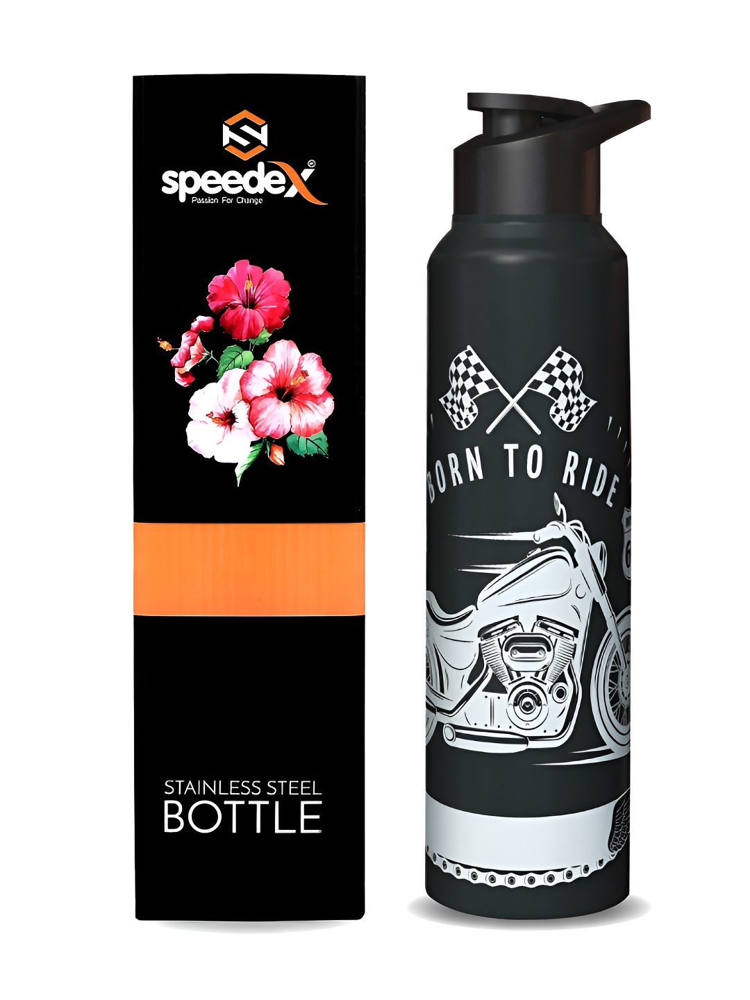 

Speedex Black Stainless Steel Conversational Printed Single Wall Vacuum Water Bottle 1L