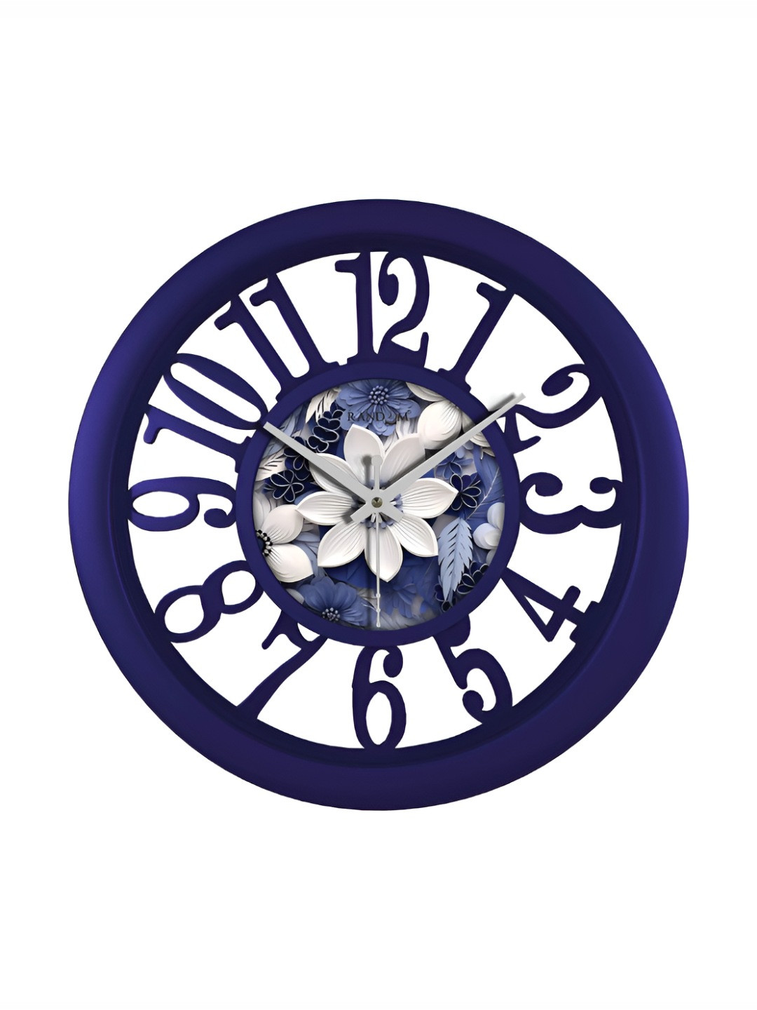 

RANDOM Printed Round Shaped Sweep Silent Movement Contemporary Wall Clock, Navy blue