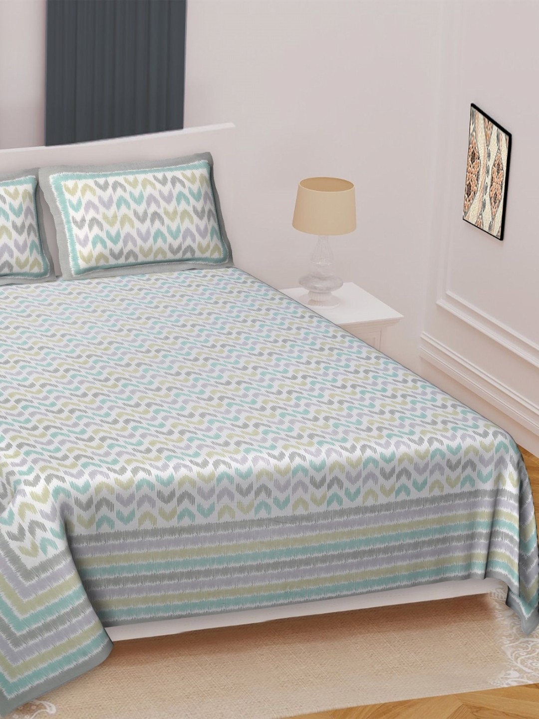 

Texstylers Purple & Yellow Ethnic Motifs 220 TC Queen Bedsheet with 2 Pillow Covers