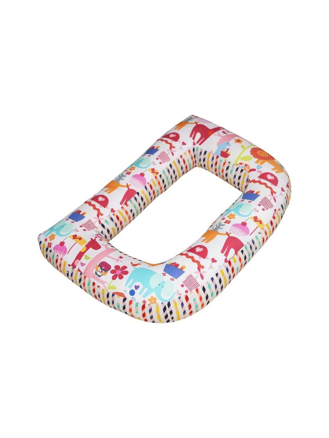 

OSCAR HOME Kids White & Blue Printed Cotton Lightweight D Shaped Baby Pillow