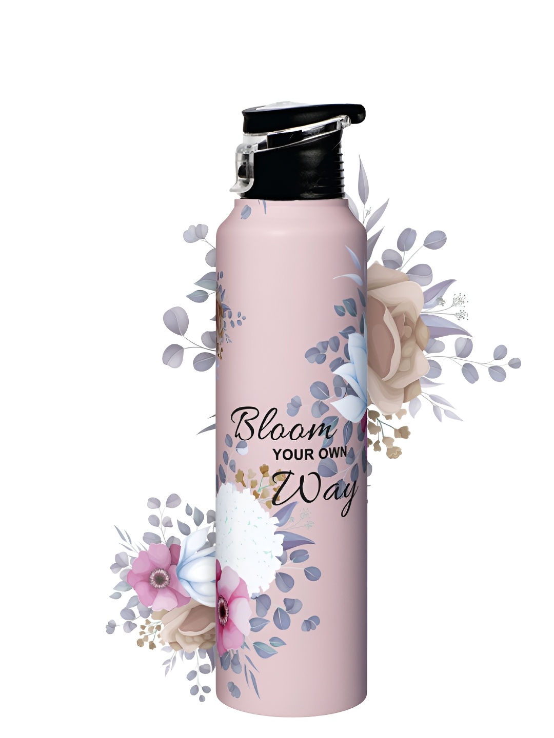 

Speedex Pink & Black Typography Printed Stainless Steel Single Wall Vacuum Water Bottle 1L