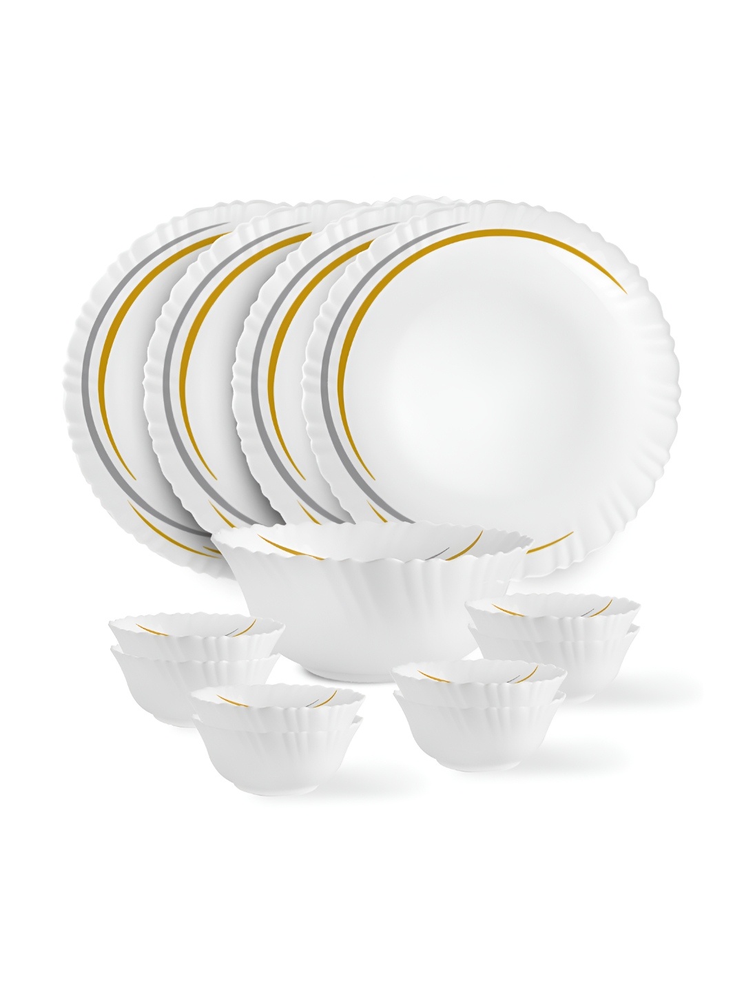 

Cello Dazzle Series White 13 Pieces Printed Matte Microwave & Dishwasher Safe Dinner Set