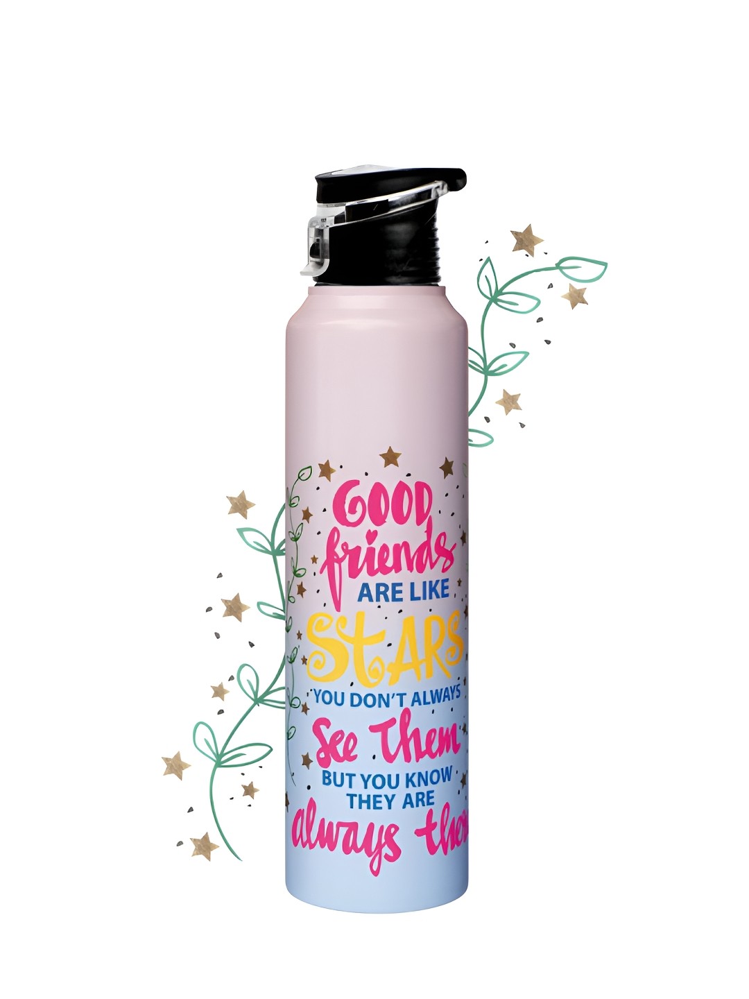 

Speedex Pink & Black Typography Printed Stainless Steel Single Wall Vacuum Water Bottle 1L
