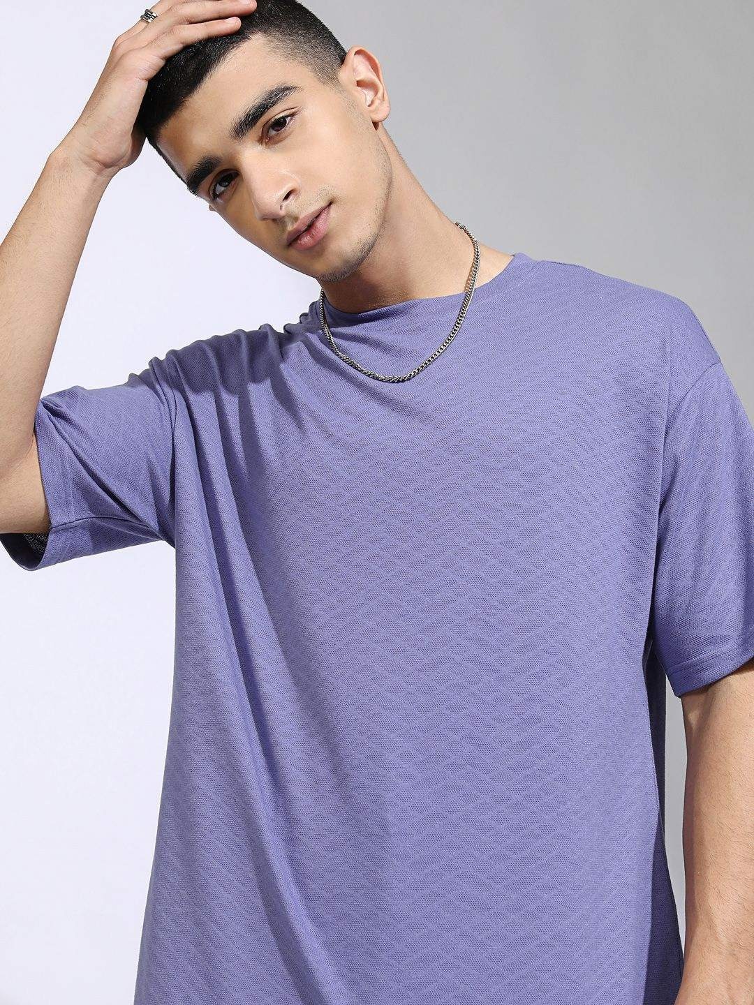 

HIGHLANDER Men Relaxed Fit Drop-Shoulder Sleeves T-shirt, Purple