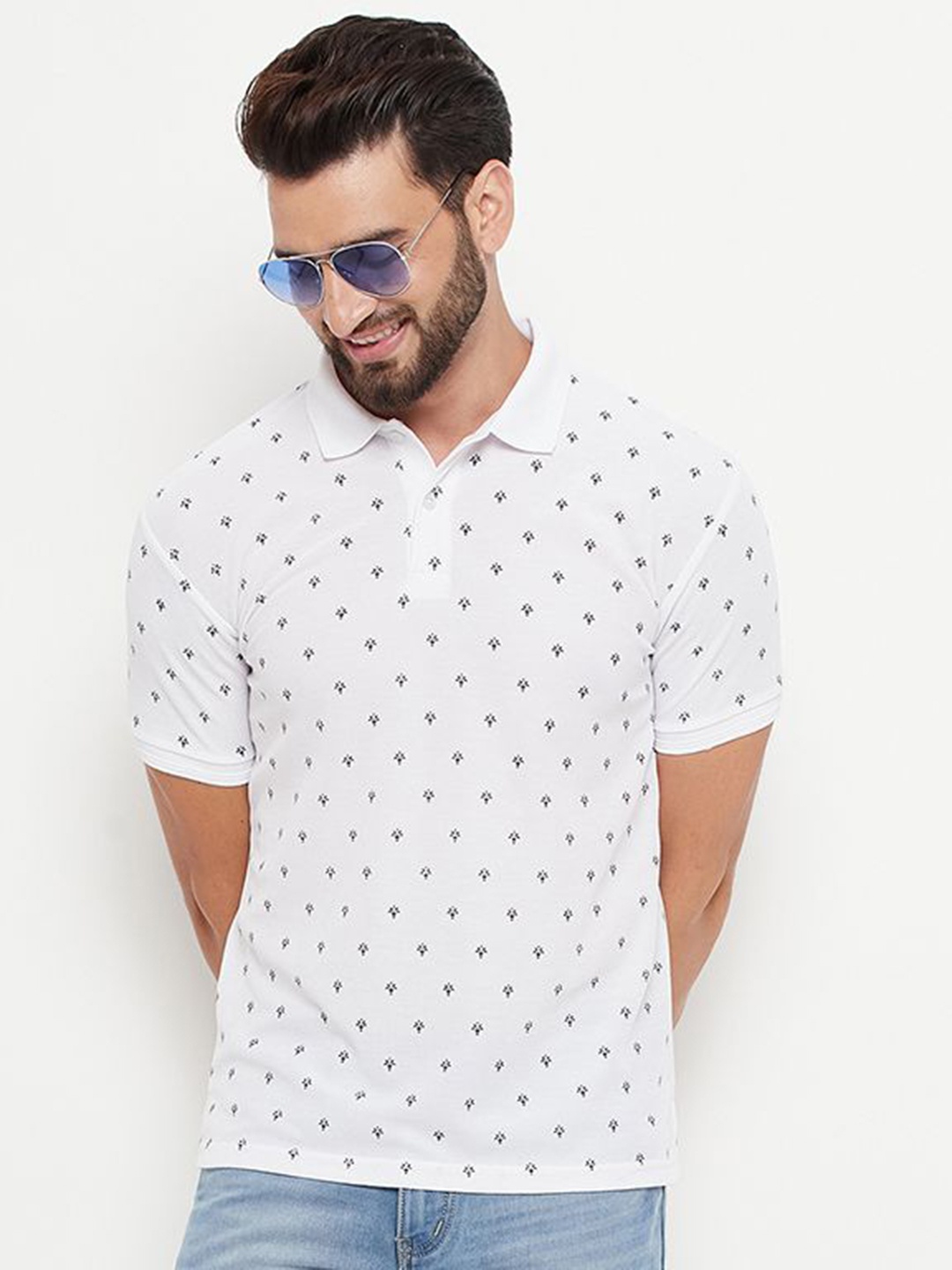 

GET GOLF Men Printed Polo Collar T-shirt, White