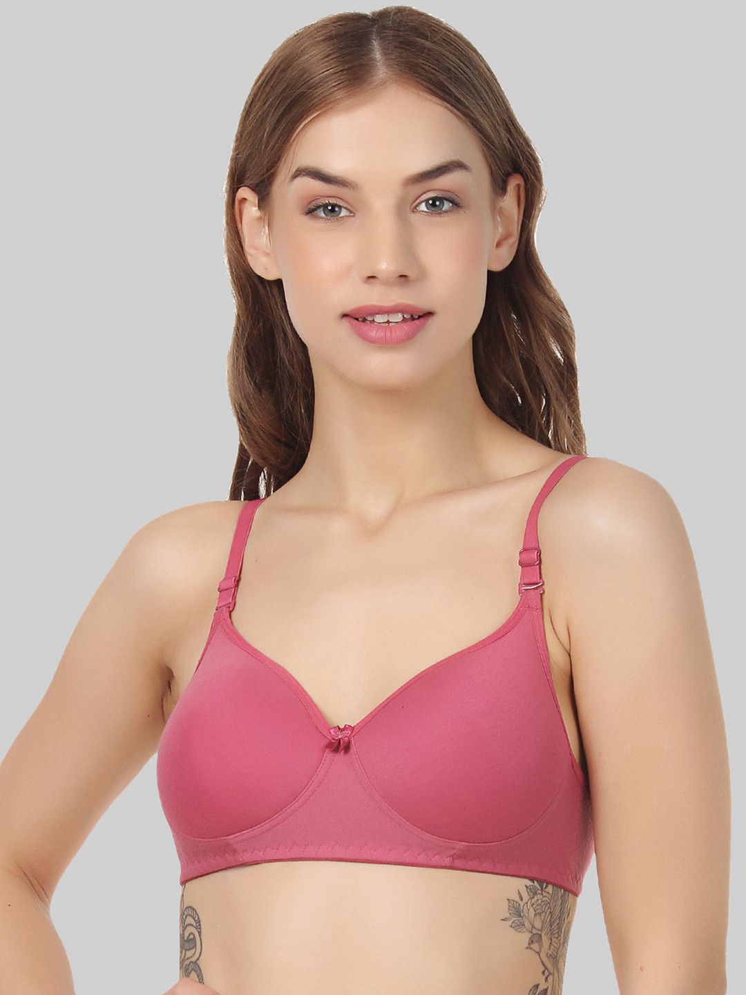 

Designer Bugs Women Cotton Medium Coverage Non Padded Bra, Pink