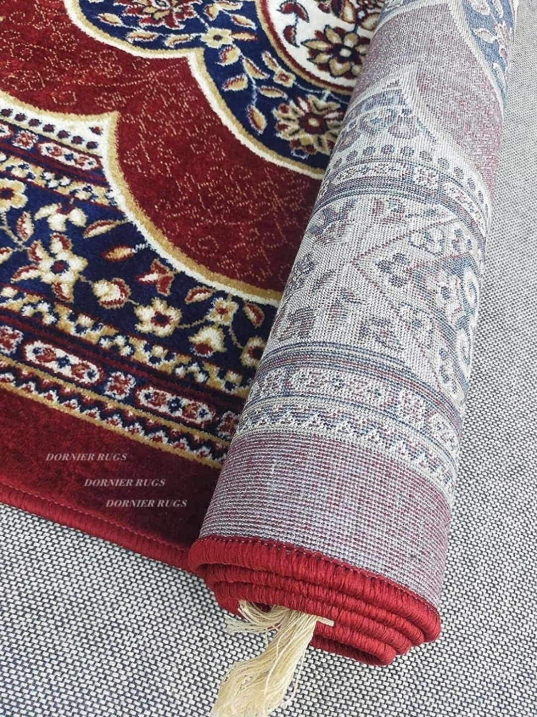 

Samjeeda Handloom carpets Red Ethnic Motifs Anti-Skid Cotton Carpet