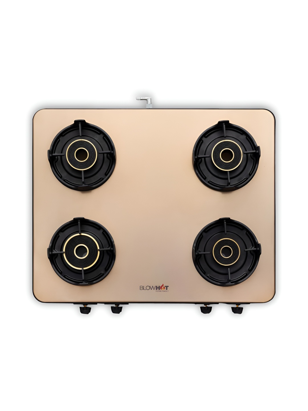 

BLOWHOT Gold Toned & Black 4 Burners Glass Manual LPG Gas Stove