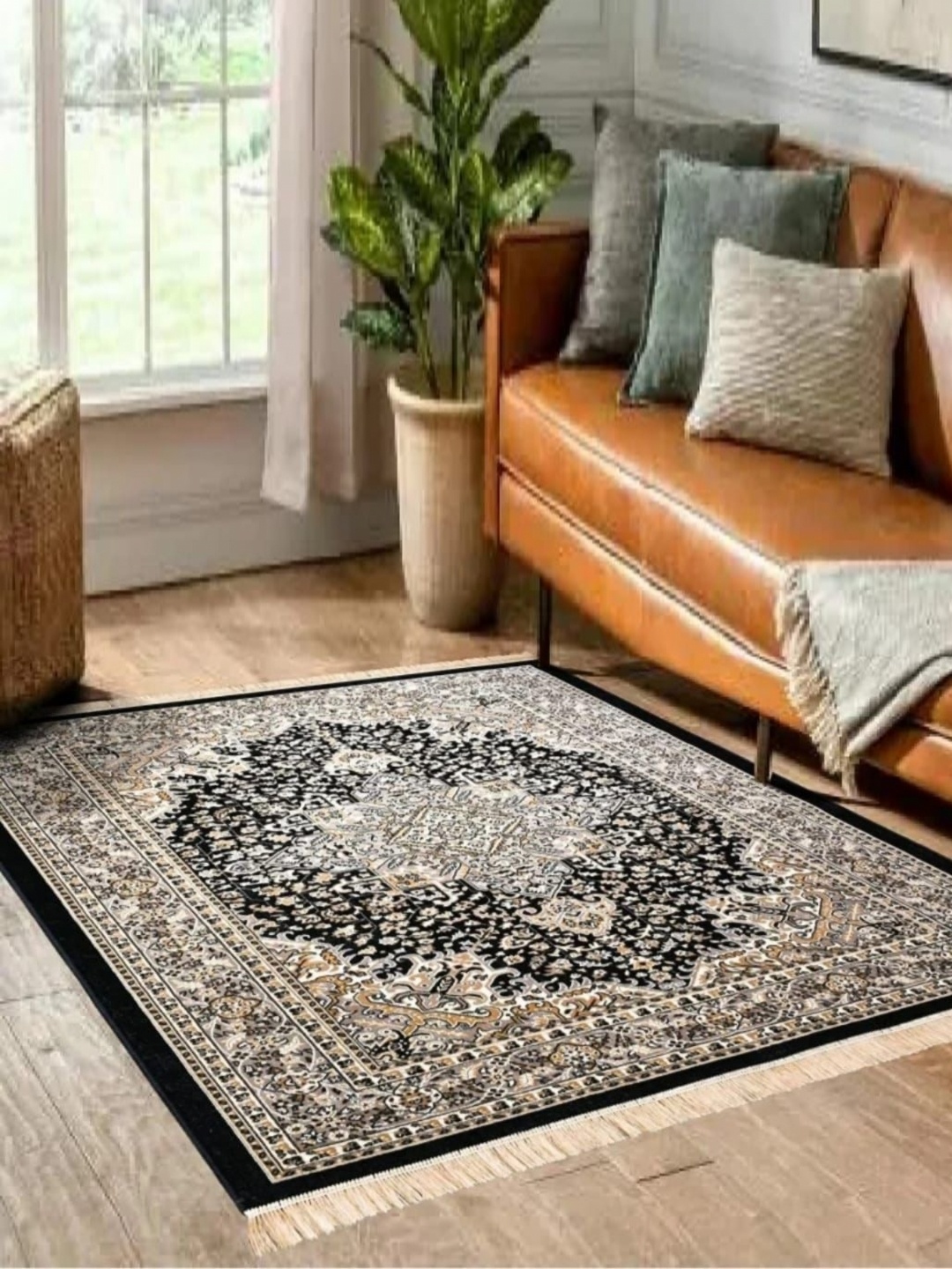 

Samjeeda Handloom carpets Red Geometric Anti-Skid Cotton Carpet