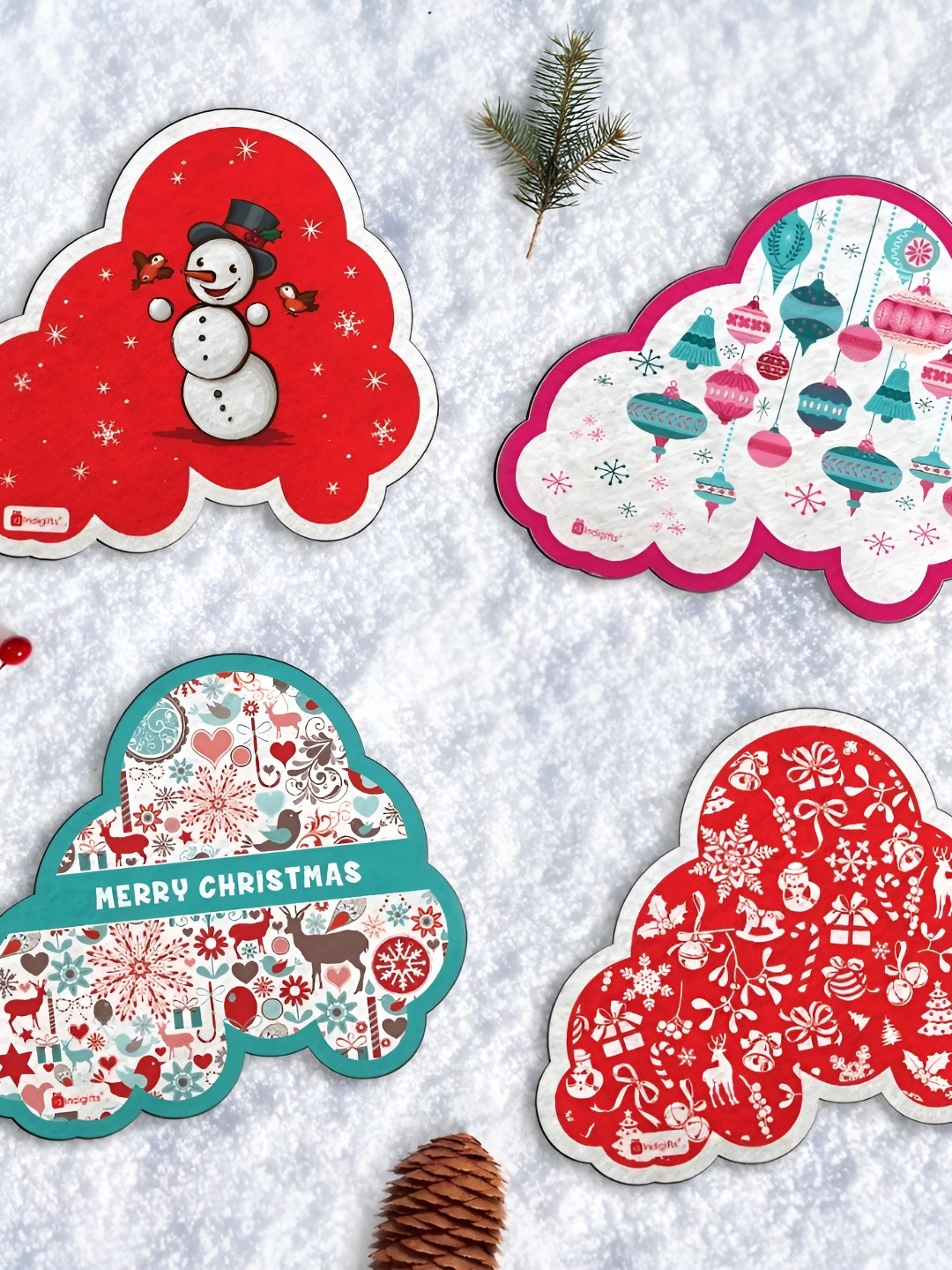 

Indigifts Blue & Red 4 Pieces Printed Decorative Magnets