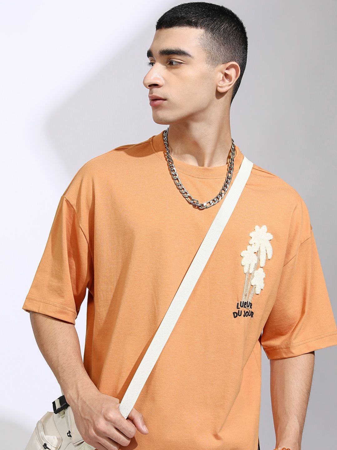 

HIGHLANDER Embroidered Detail Oversized T-shirt, Rust