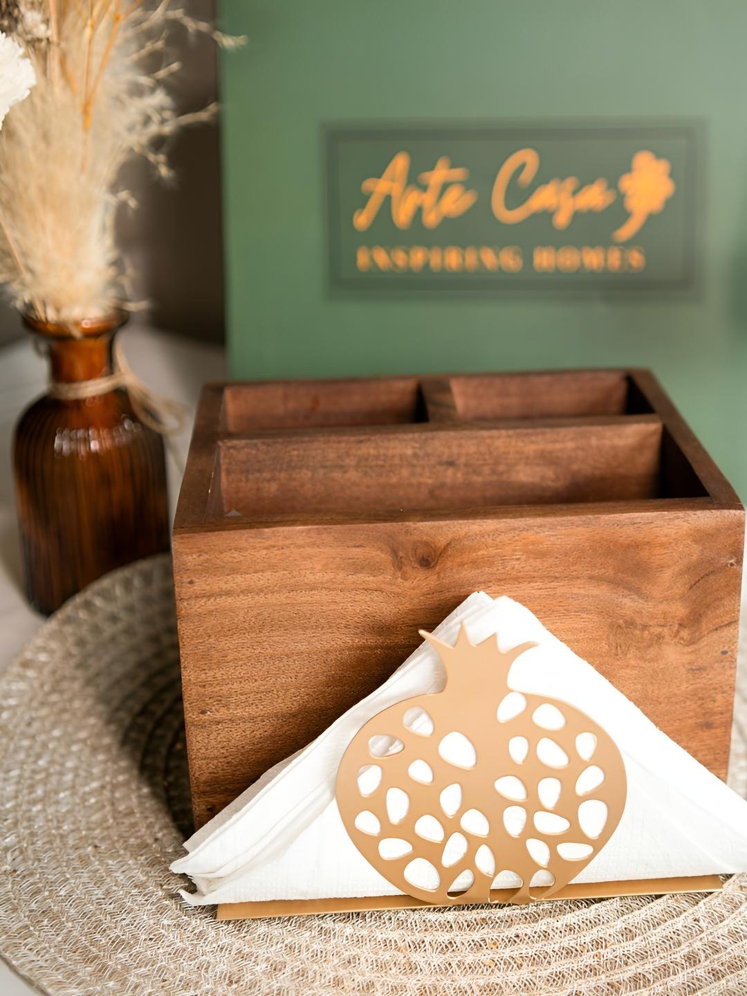 

ArteCasa Brown Anar Wooden Cutlery Tissue Holder