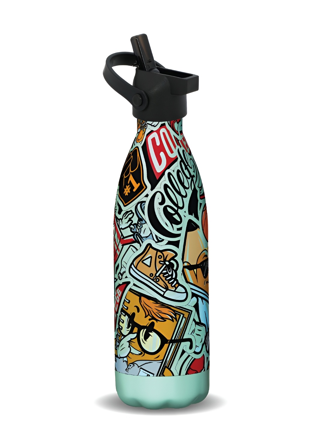 

Speedex Multicoloured & Multicoloured Single Stainless Steel Printed Double Wall Vacuum Water Bottle, Multi