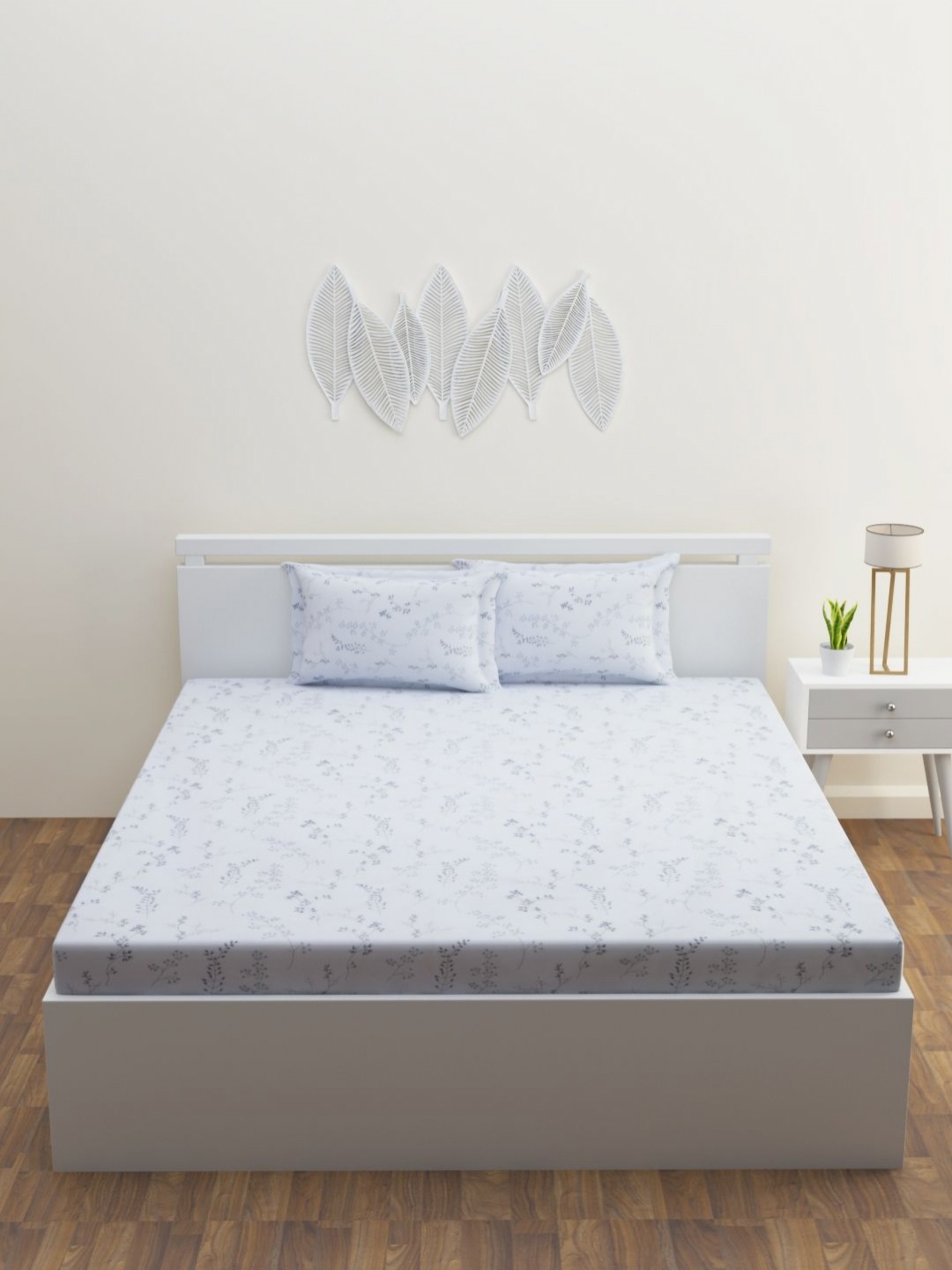 

HAPPY HUES White & Black 180 TC King Bedsheet Set 2.74 m x 2.74 m