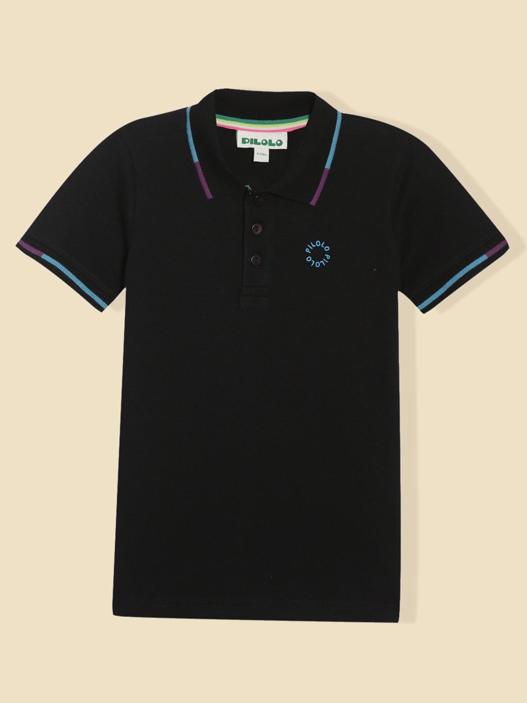

PILOLO Boys Polo Collar T-shirt, Black