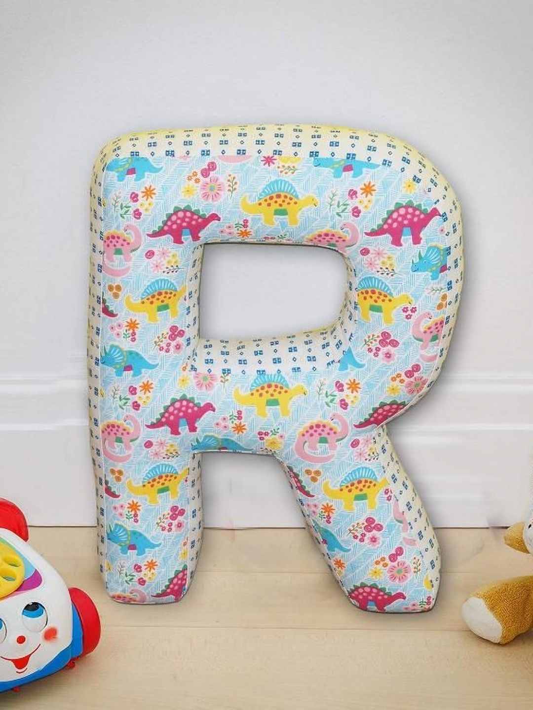 

OSCAR HOME Kids Pink & Blue Printed Cotton Lightweight R Shaped Baby Pillow