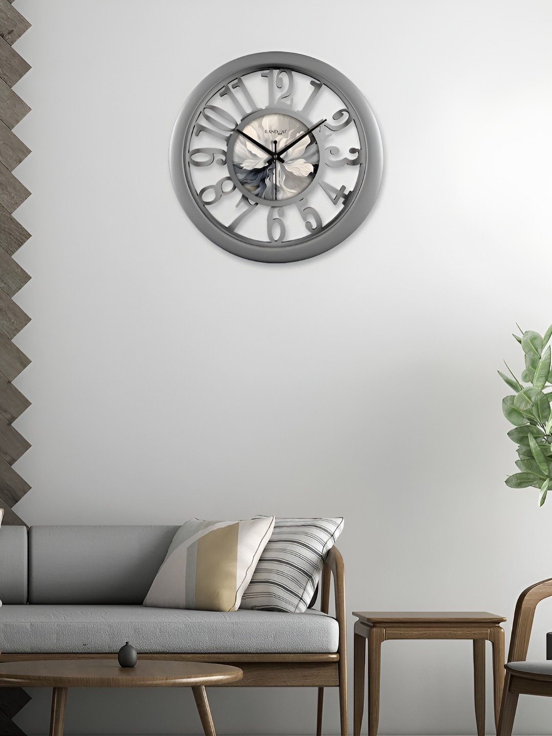 

RANDOM Printed Round Shaped Sweep Silent Movement Contemporary Wall Clock, Grey