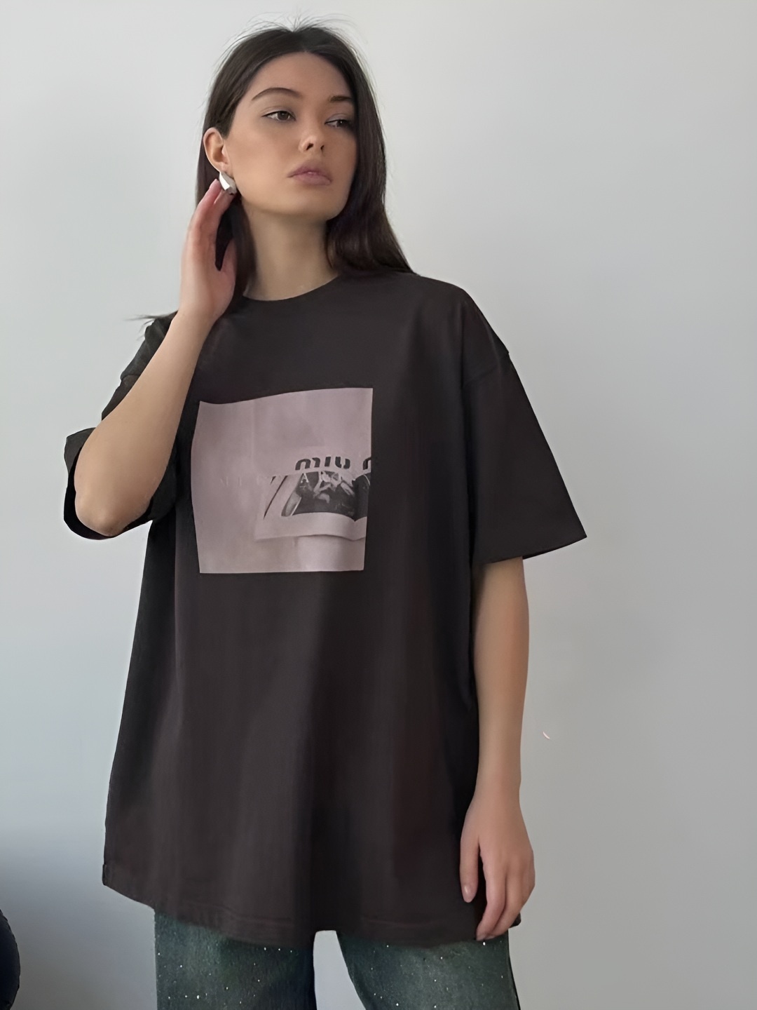 

HERE&NOW Women Printed T-shirt, Brown