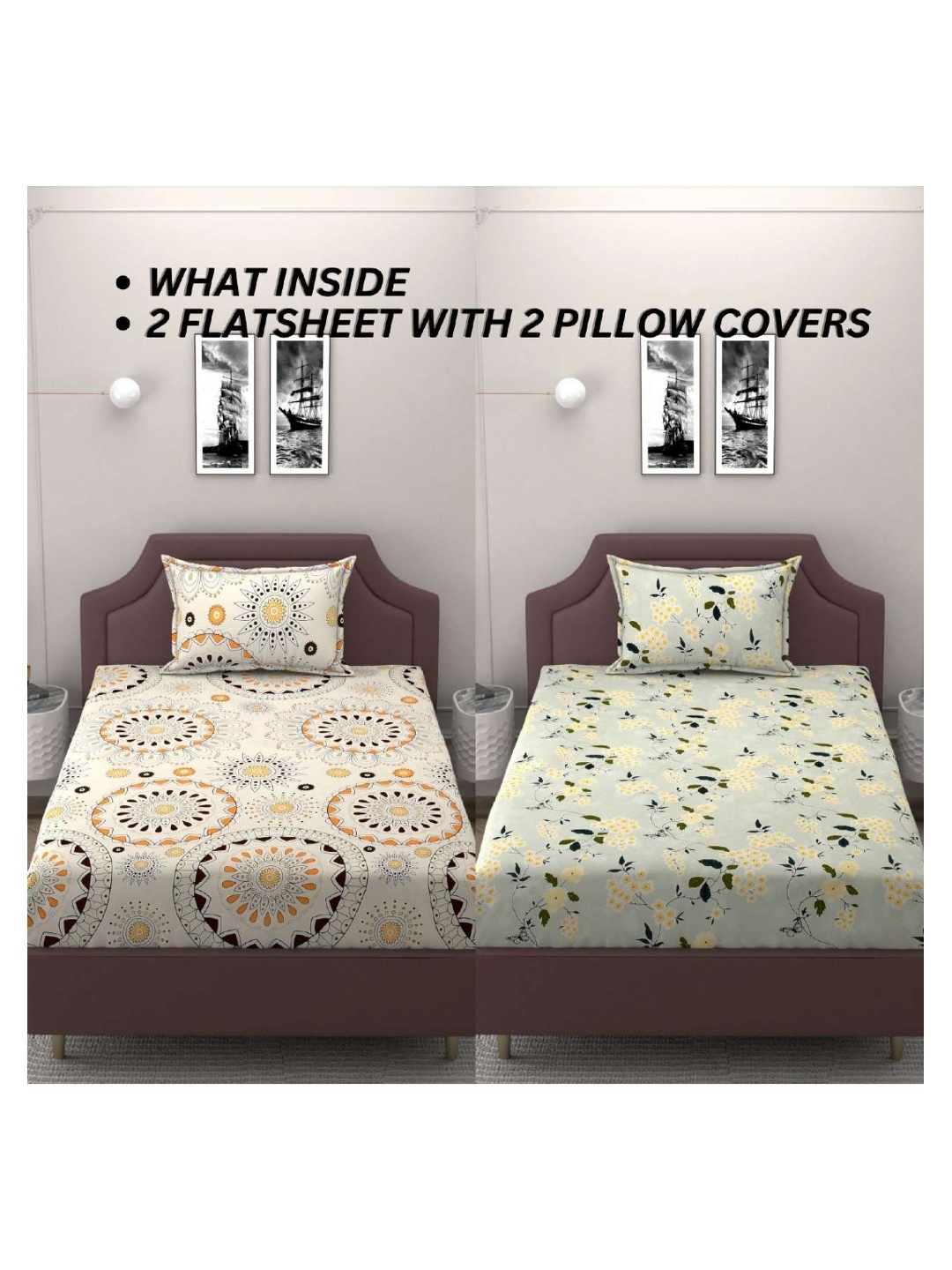 

Bromwick Green & Green 250 TC 2 Single Bedsheet with 2 Pillow Covers