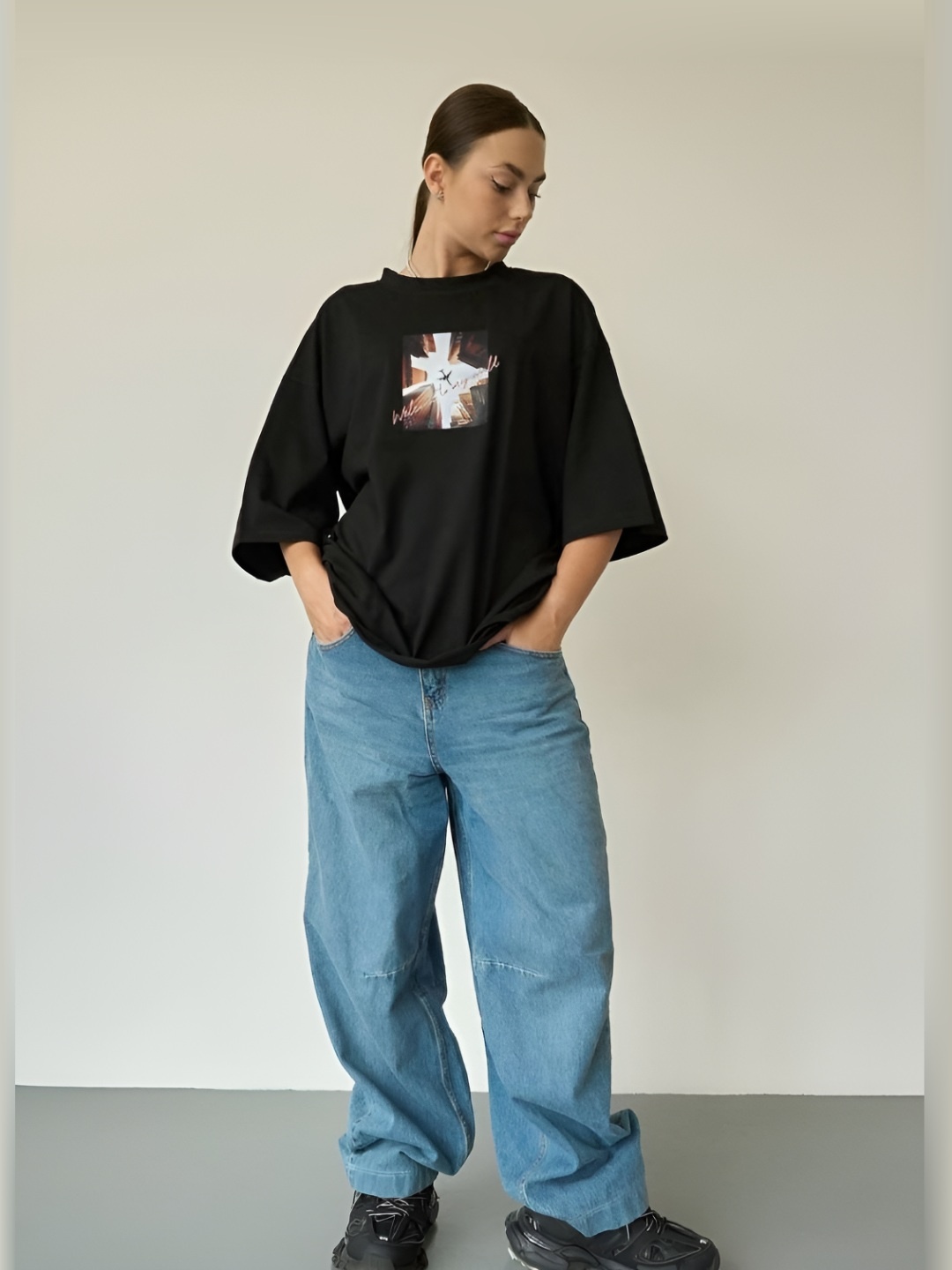 

HERE&NOW Women Printed T-shirt, Black