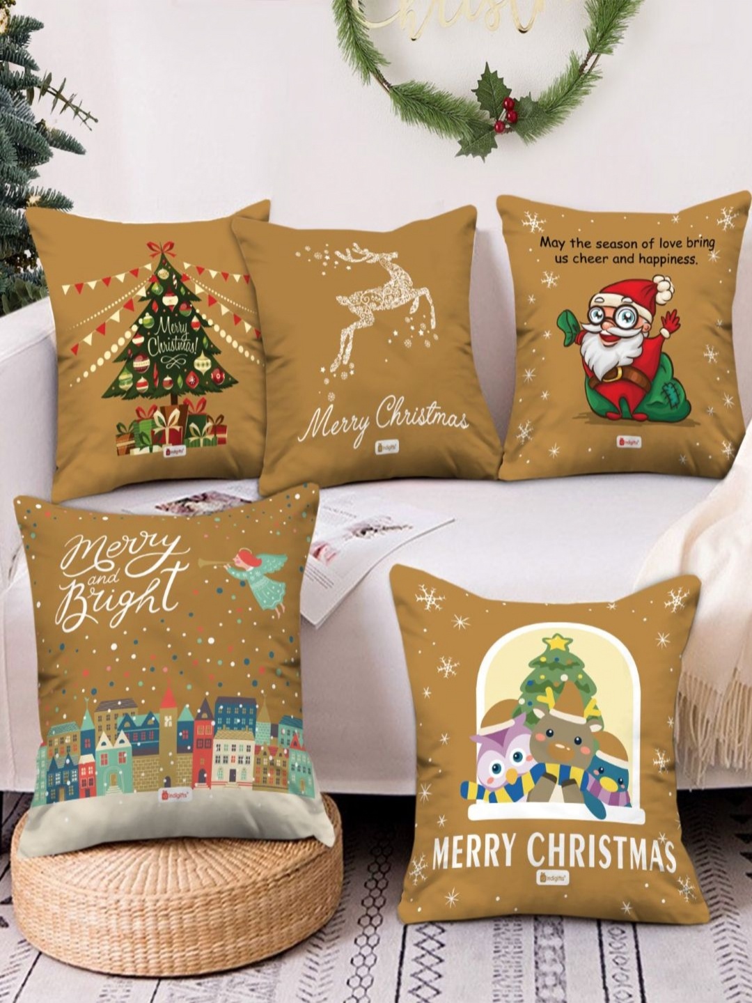 

Indigifts Brown and White Printed Pre-Filled Cushion