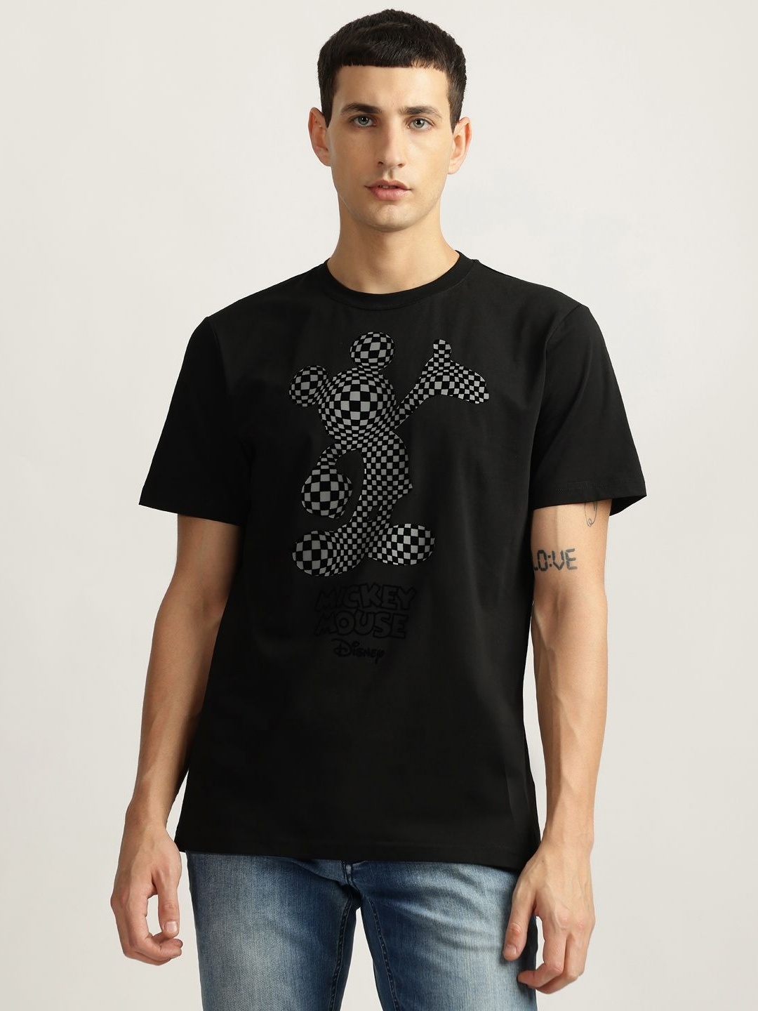 

Antony Morato Men Mickey Mouse Printed Pure Cotton T-shirt, Black