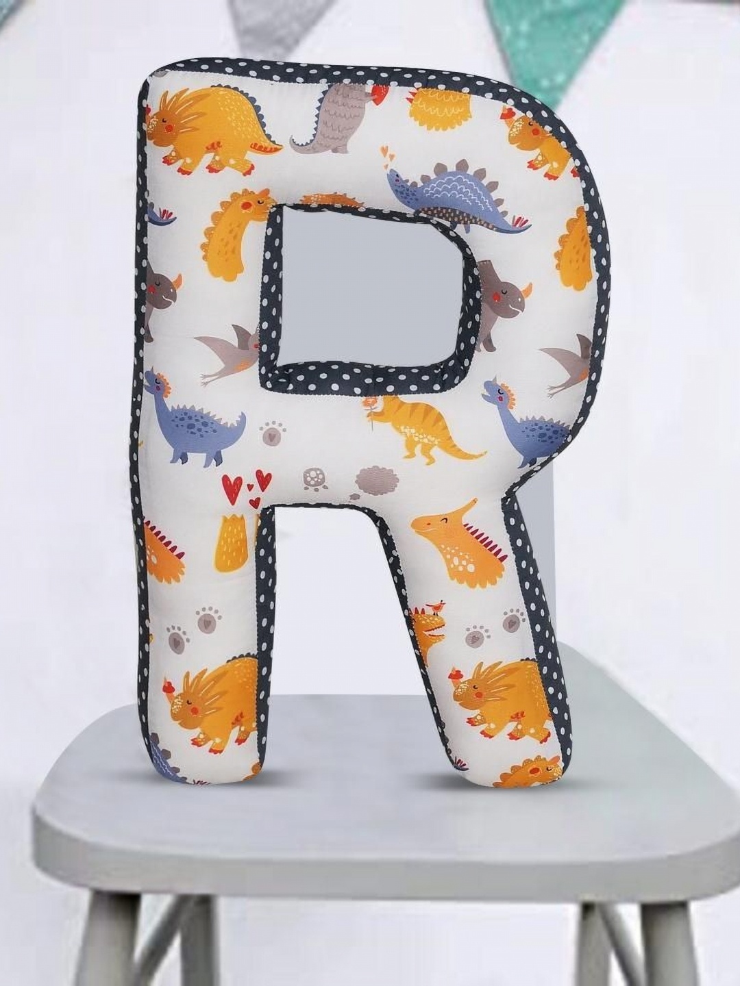 

OSCAR HOME Kids White & Blue Printed Cotton Lightweight R Shaped Baby Pillow