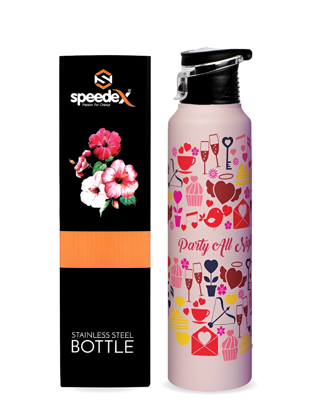 

Speedex Pink & Red Printed Stainless Steel Single Wall Vacuum Water Bottle 1L