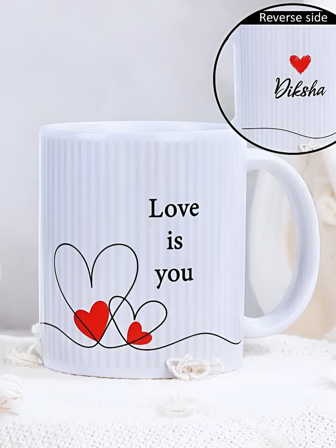 

fnp White & Red Personalised Text Ceramic Glossy Mug