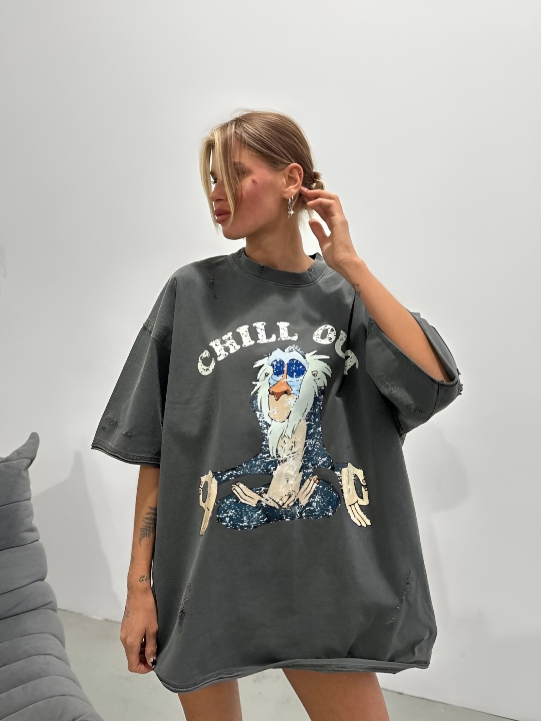 

HERE&NOW Women Printed T-shirt, Grey